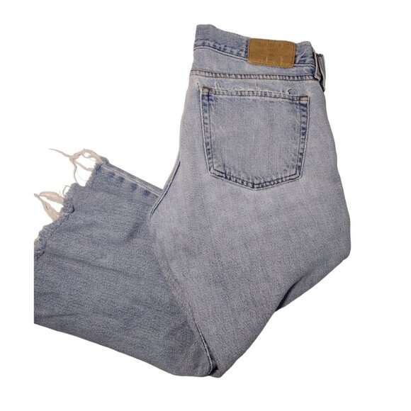 Hollister Y2K Splatter Raw Hem Capri Jeans Size 9 Button Fly Light Wash Blue Vtg - Picture 4 of 7